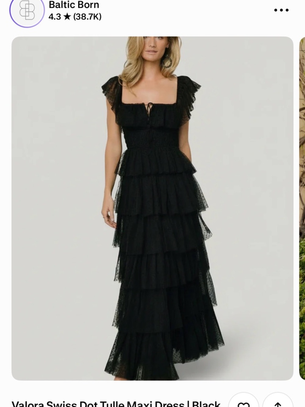 Baltic Born dark green Swiss Dot Tulle Tiered Maxi Dress